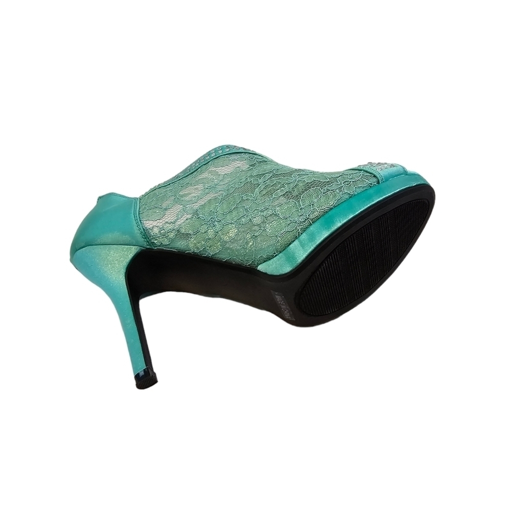 3/$25 NWOB De Blossom Collection Aqua Seafoam Green Size 9 Lace Peeptoe Heels - Picture 5 of 7